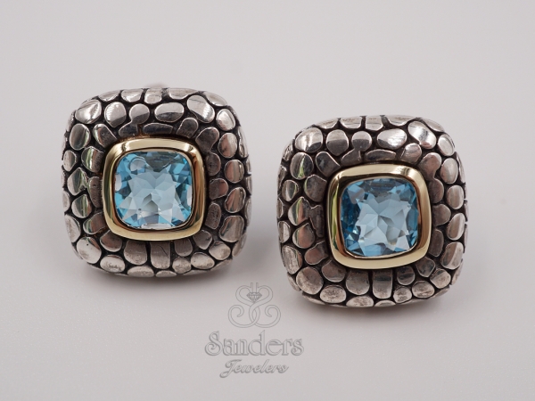 Two-Tone Blue Topaz Earrings by Zina Sterling
